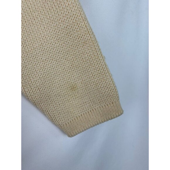 VTG Obermeyer Womens Beige 100% Wool Cardigan Sweater With Scalloped Trim Small - Picture 8 of 12